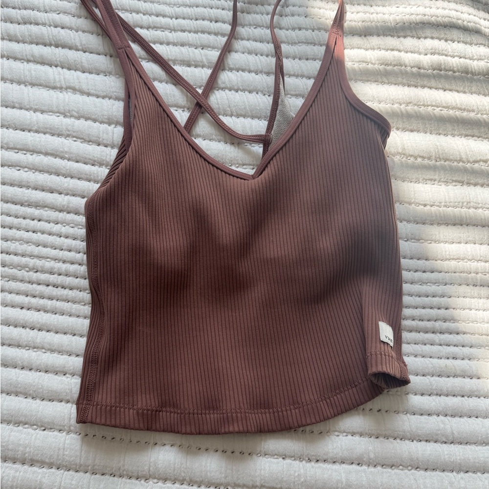 Vuori Ribbed Tank Top in Brown